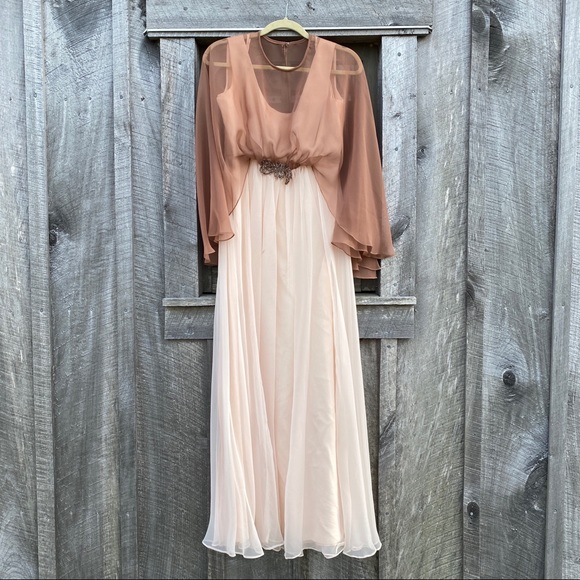 Vintage 60s emma doml sheer cape dress 16 - Picture 2 of 8